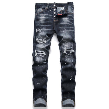 DSQ2  New 2025 Men's Ink Splash Jeans